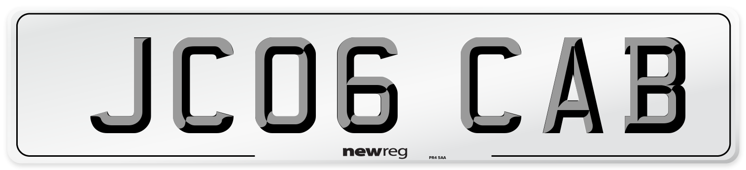 JC06 CAB Number Plate from New Reg